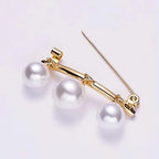 Elegant Faux Pearl Brooch Pin for Women - Secure Dress Clip, Adjustable Golden/Silvery Accessory for Blouse, Scarf, Suits