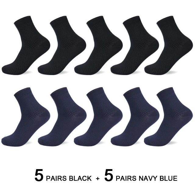 10 Pairs/Lot Men's Business Casual Socks 2025 New Compression Autumn Long Black Man Dress Sock Gift Plus Size 38-44