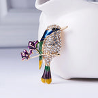 New Fashion Rhinestone Enamel Bird Brooch Cute Ainmal Hummingbird Brooches Scarf Dress Coat Lapel Pins Suit Badges Jewelry Gifts