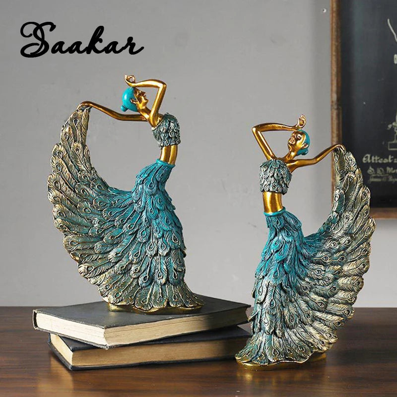 Peacock Dancer Statue Figurines for Interior Figure Decorations