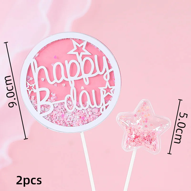 Princess Cake Toppers Ballet Dance Girl Happy Birthday Party Decoration Angel Wing for One Year Old Baby Shower Party Cake Decor