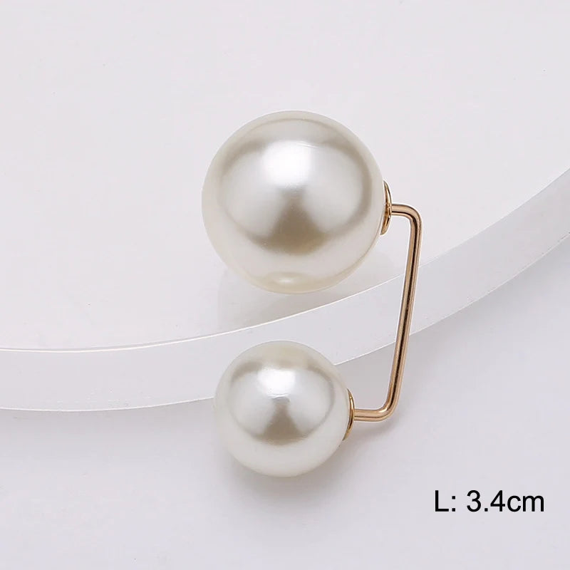 Double Pearl Pin Brooch For Women Clothing Dress Fixed Safety Pin Woman Brooch Accessories Pants Decoration Pearl Jewelry Clip