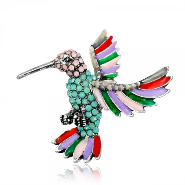 New Fashion Rhinestone Enamel Bird Brooch Cute Ainmal Hummingbird Brooches Scarf Dress Coat Lapel Pins Suit Badges Jewelry Gifts