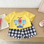 Boys Trendy Costume Printed T-shirt+Shorts Casual Sports Wear Cartoon Tees All-match Shorts Two Piece Set Toddler Clothing