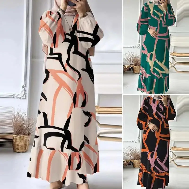 Women’s Elegant Muslim Abaya – Long Batwing Sleeve Kaftan for Ramadan & Prayer