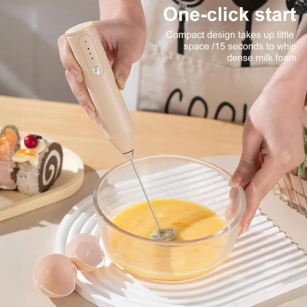 Wireless electric milk frother, milk frother, handheld egg beater, hot coffee machine, mixer, mini portable food mixer