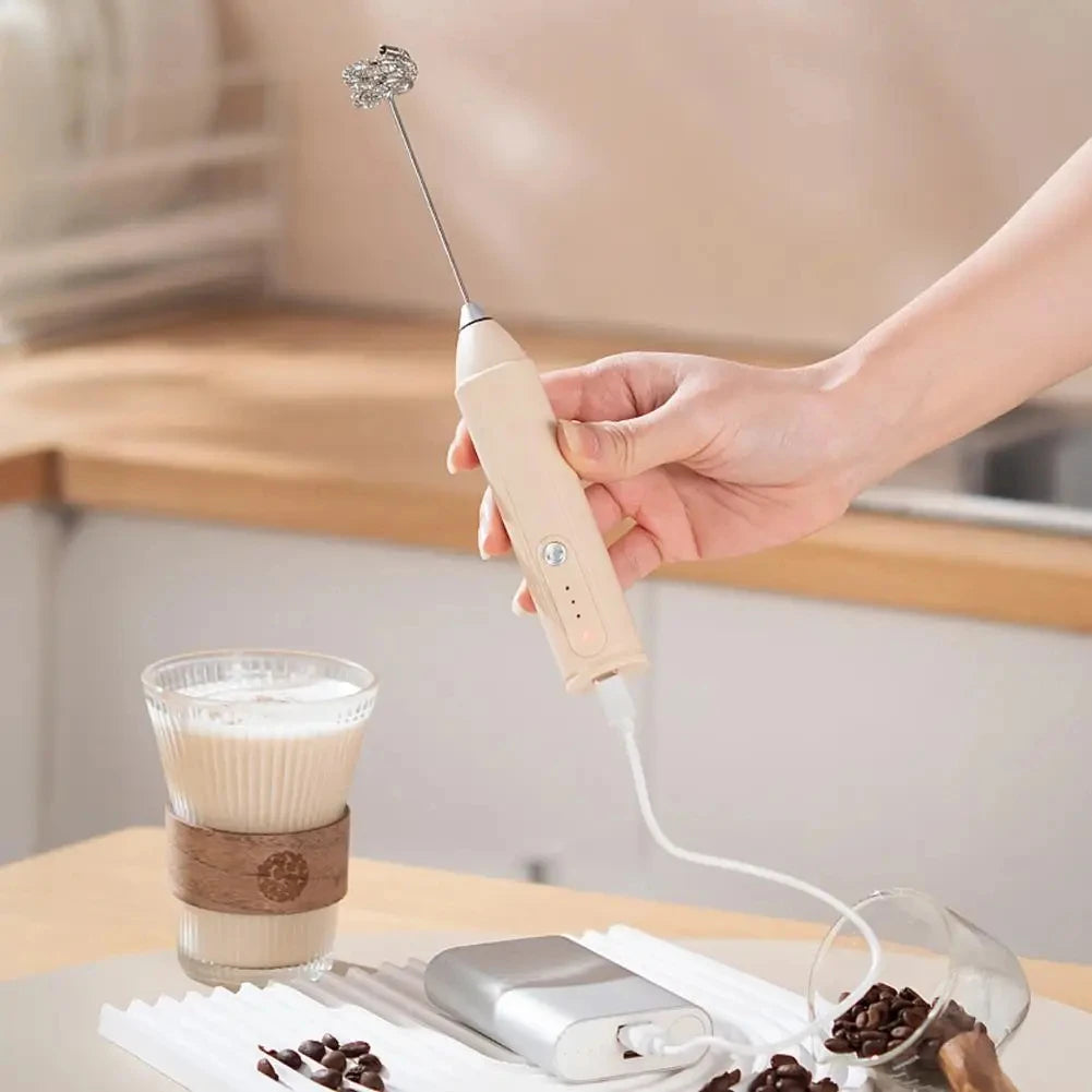 Wireless electric milk frother, milk frother, handheld egg beater, hot coffee machine, mixer, mini portable food mixer