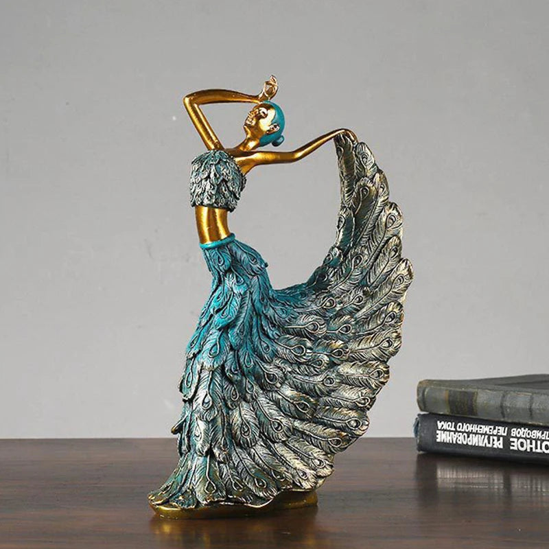 Peacock Dancer Statue Figurines for Interior Figure Decorations