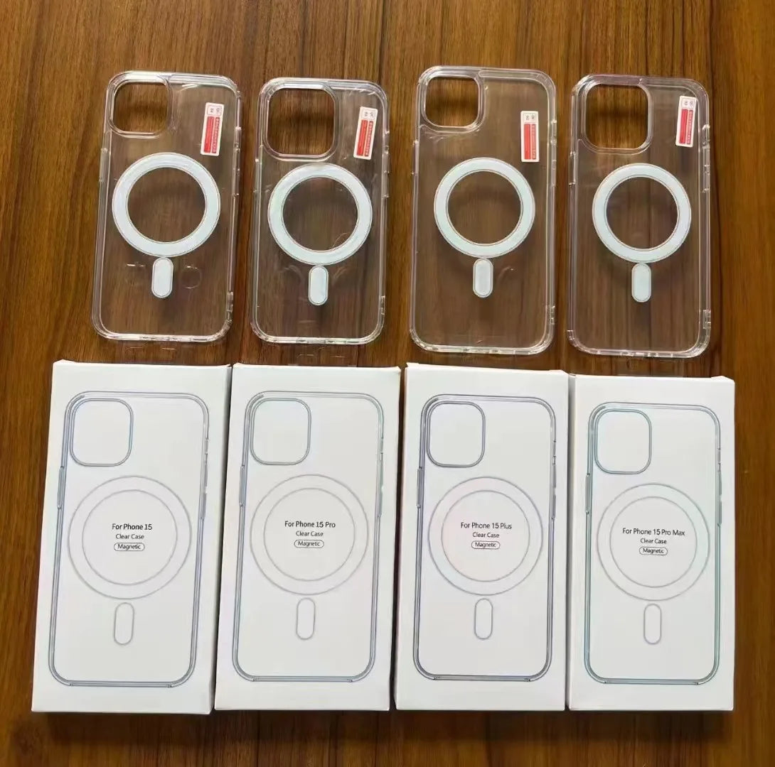 Original Luxury Magsafe Wireless Charging Case For iPhone 16 15 14 13 12 11 Pro Max Plus Mini Magnetic Transparent Bumper Cover