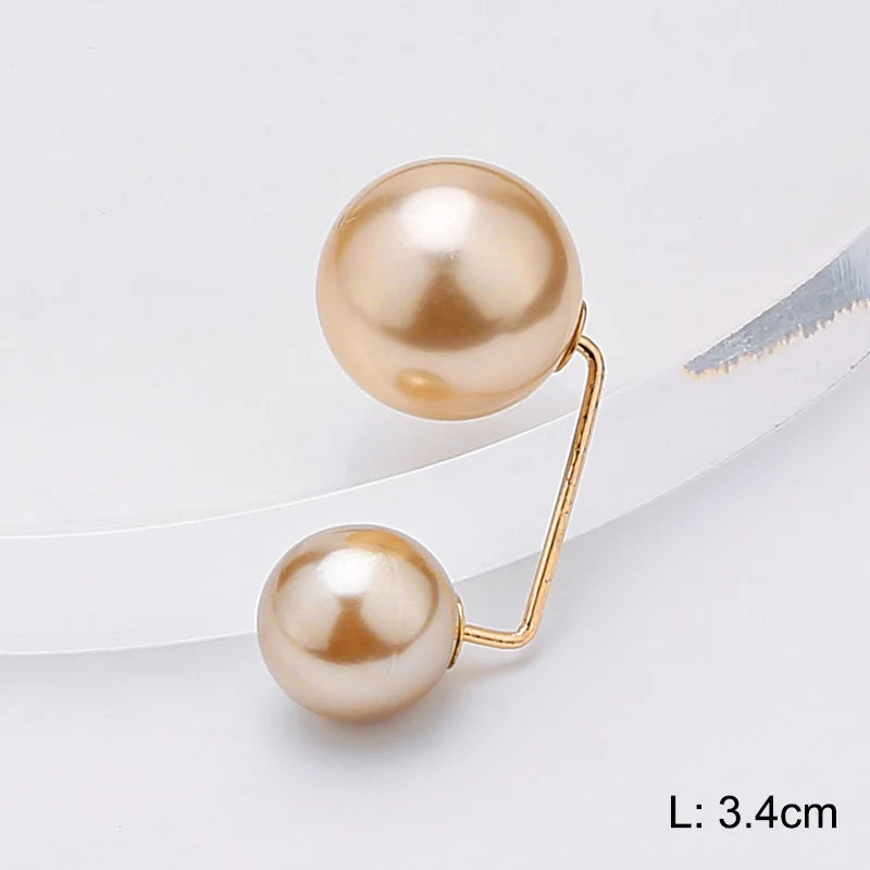 Double Pearl Pin Brooch For Women Clothing Dress Fixed Safety Pin Woman Brooch Accessories Pants Decoration Pearl Jewelry Clip