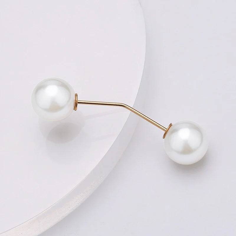 Double Pearl Pin Brooch For Women Clothing Dress Fixed Safety Pin Woman Brooch Accessories Pants Decoration Pearl Jewelry Clip