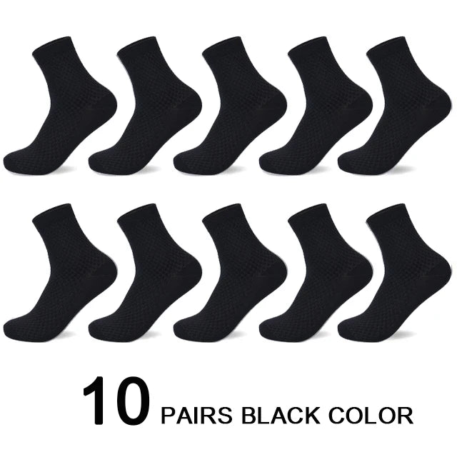 10 Pairs/Lot Men's Business Casual Socks 2025 New Compression Autumn Long Black Man Dress Sock Gift Plus Size 38-44