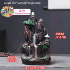 Resin Incense Burner Mountains River Waterfall Incense Burner Fountain Backflow Aroma Smoke Censer Holder Office Home Decoration