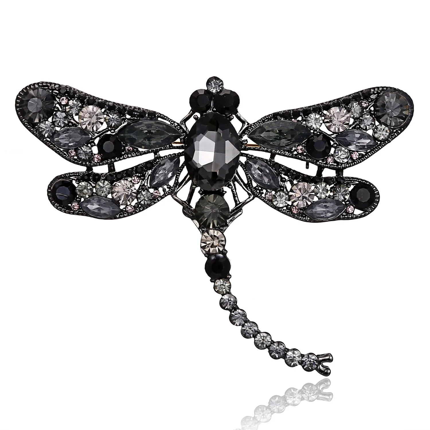 Crystal Vintage Dragonfly Brooches for Women Large Insect Animal Brooch Pin Fashion Dress Coat Accessories Cute Jewelry
