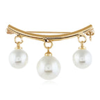Elegant Faux Pearl Brooch Pin for Women - Secure Dress Clip, Adjustable Golden/Silvery Accessory for Blouse, Scarf, Suits