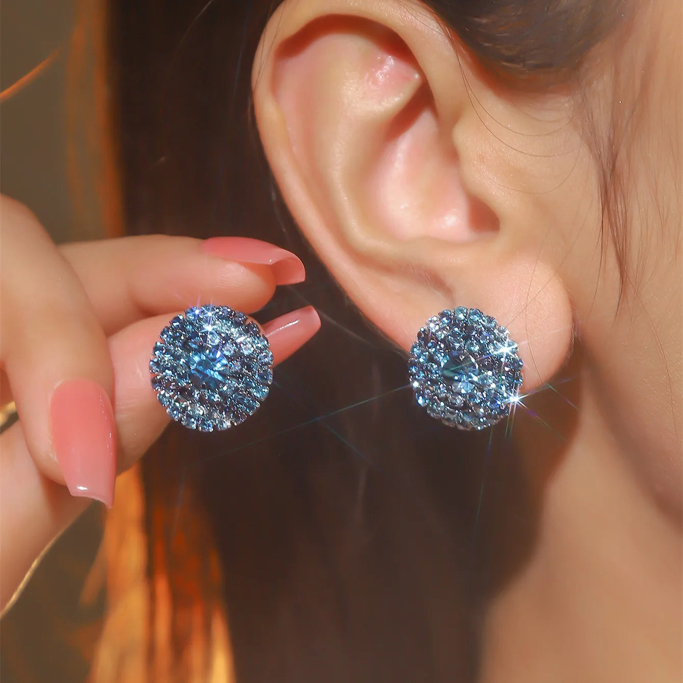 Women Fashion Shiny Rhinestone Big Drop Dangle Earrings Maxi Evening Dress Statement Earrings Accessories Wedding Bride Jewelry
