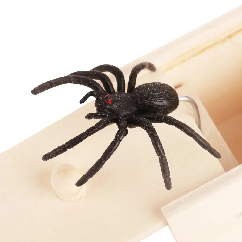 Funny Spider Jump Scare Box - Wooden Prank Toy for Office & Friends - Hilarious Trick Gadget for Jokes & Gags