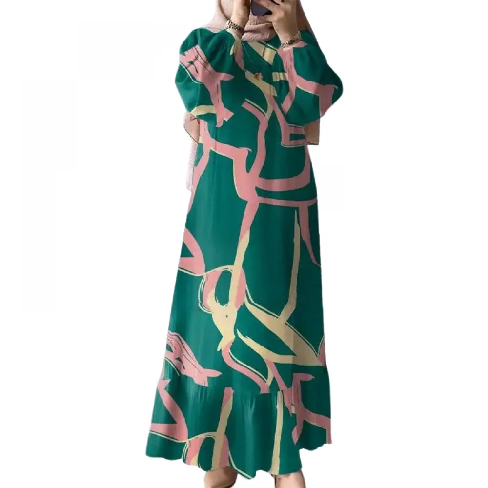 Women’s Elegant Muslim Abaya – Long Batwing Sleeve Kaftan for Ramadan & Prayer