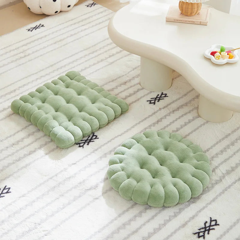 1 cookie shaped cushion, comfortable and soft circular cookie cushion, square cushion, suitable for indoor use at home