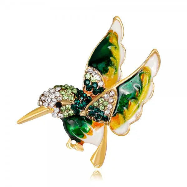 New Fashion Rhinestone Enamel Bird Brooch Cute Ainmal Hummingbird Brooches Scarf Dress Coat Lapel Pins Suit Badges Jewelry Gifts