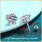 Women's Moissanite Screw Stud Earrings D Color 925 Sterling Silver 6 Prong Diamond Wedding Fine Jewelry