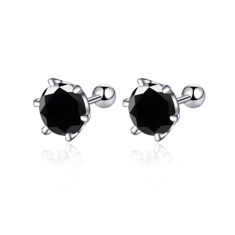 Women's Moissanite Screw Stud Earrings D Color 925 Sterling Silver 6 Prong Diamond Wedding Fine Jewelry