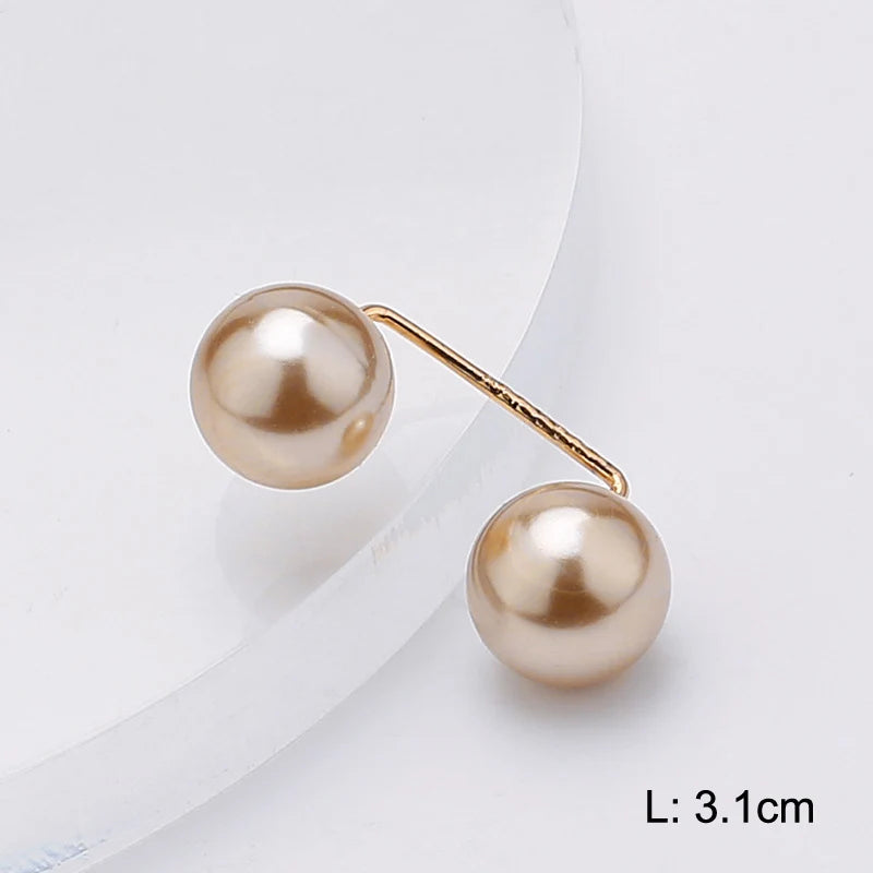 Double Pearl Pin Brooch For Women Clothing Dress Fixed Safety Pin Woman Brooch Accessories Pants Decoration Pearl Jewelry Clip