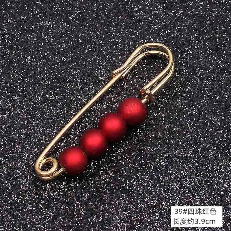 Double Pearl Pin Brooch For Women Clothing Dress Fixed Safety Pin Woman Brooch Accessories Pants Decoration Pearl Jewelry Clip