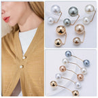 Double Pearl Pin Brooch For Women Clothing Dress Fixed Safety Pin Woman Brooch Accessories Pants Decoration Pearl Jewelry Clip