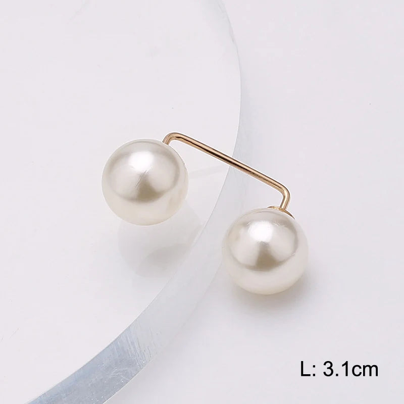 Double Pearl Pin Brooch For Women Clothing Dress Fixed Safety Pin Woman Brooch Accessories Pants Decoration Pearl Jewelry Clip