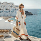 Summer Women’s Casual V-Neck Dress – Short Sleeve Geometric Print Loose Pullover with Pockets