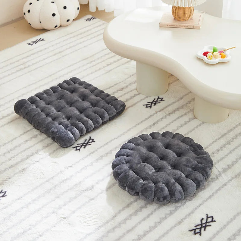 1 cookie shaped cushion, comfortable and soft circular cookie cushion, square cushion, suitable for indoor use at home
