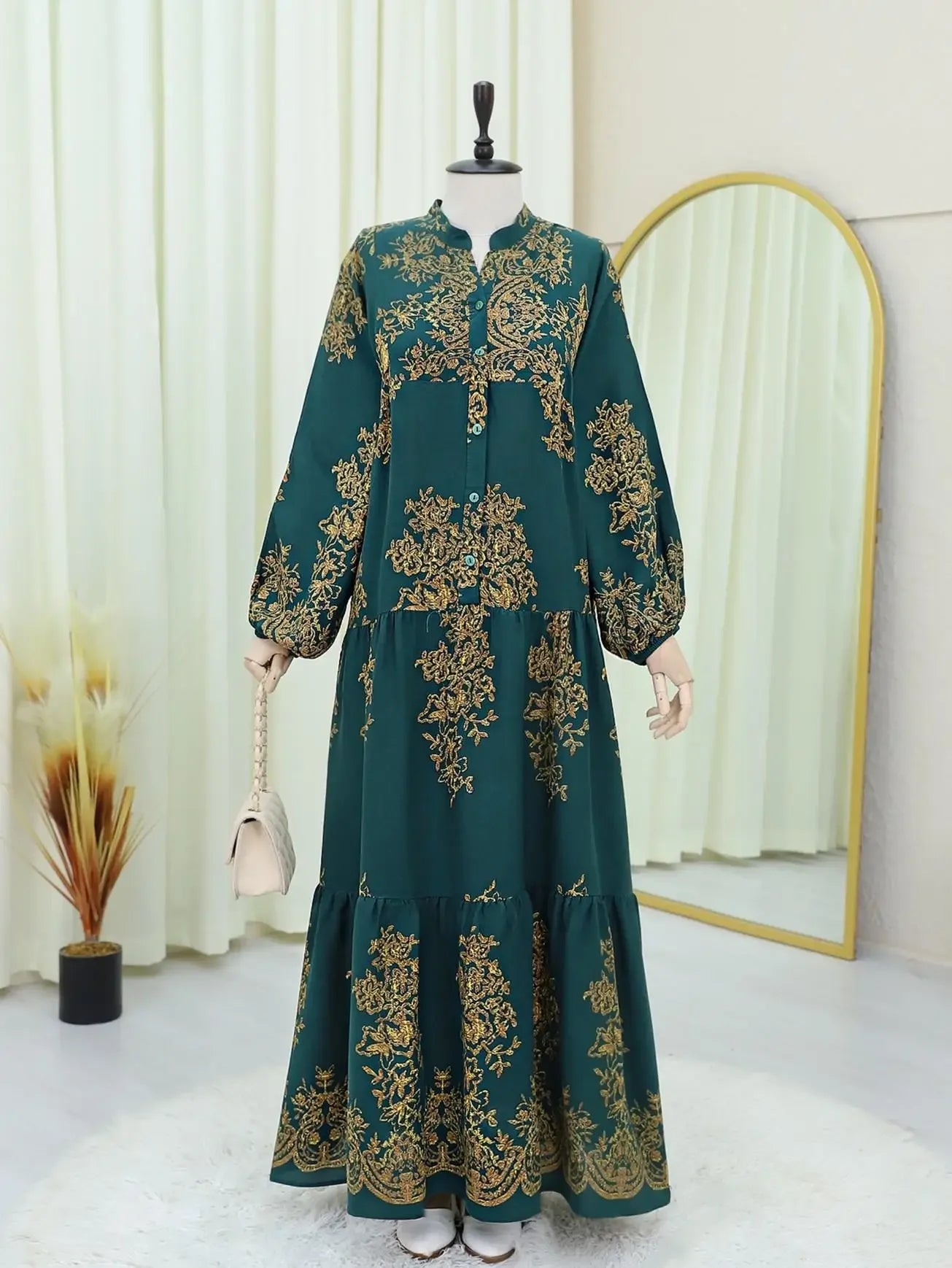 Formal Dress Turkish Muslim Dress for Women Middle Eastern Arab Single-breasted Fashionable Elegant Loose Abaya Dresses