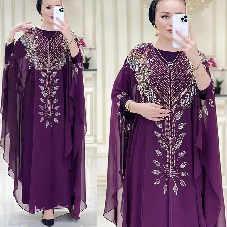 Luxury Dubai Abaya Dress for Women – Chiffon Caftan 2025