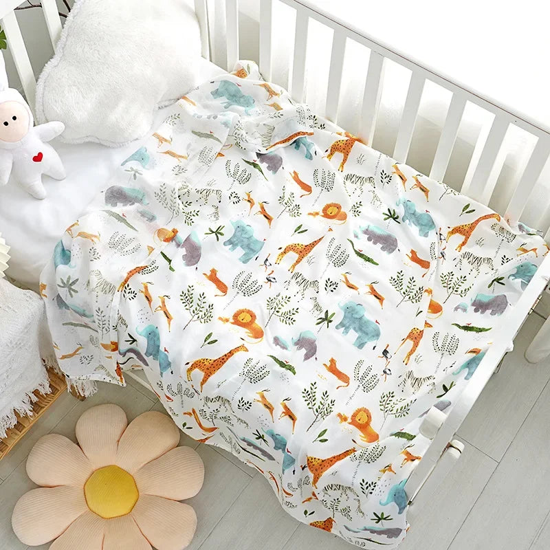 Bamboo Cotton Baby Blankets for Newborn Swaddling Wrap Soft Thin Bedding Bath Towel 2 Layer Gauze Stroller Blankets