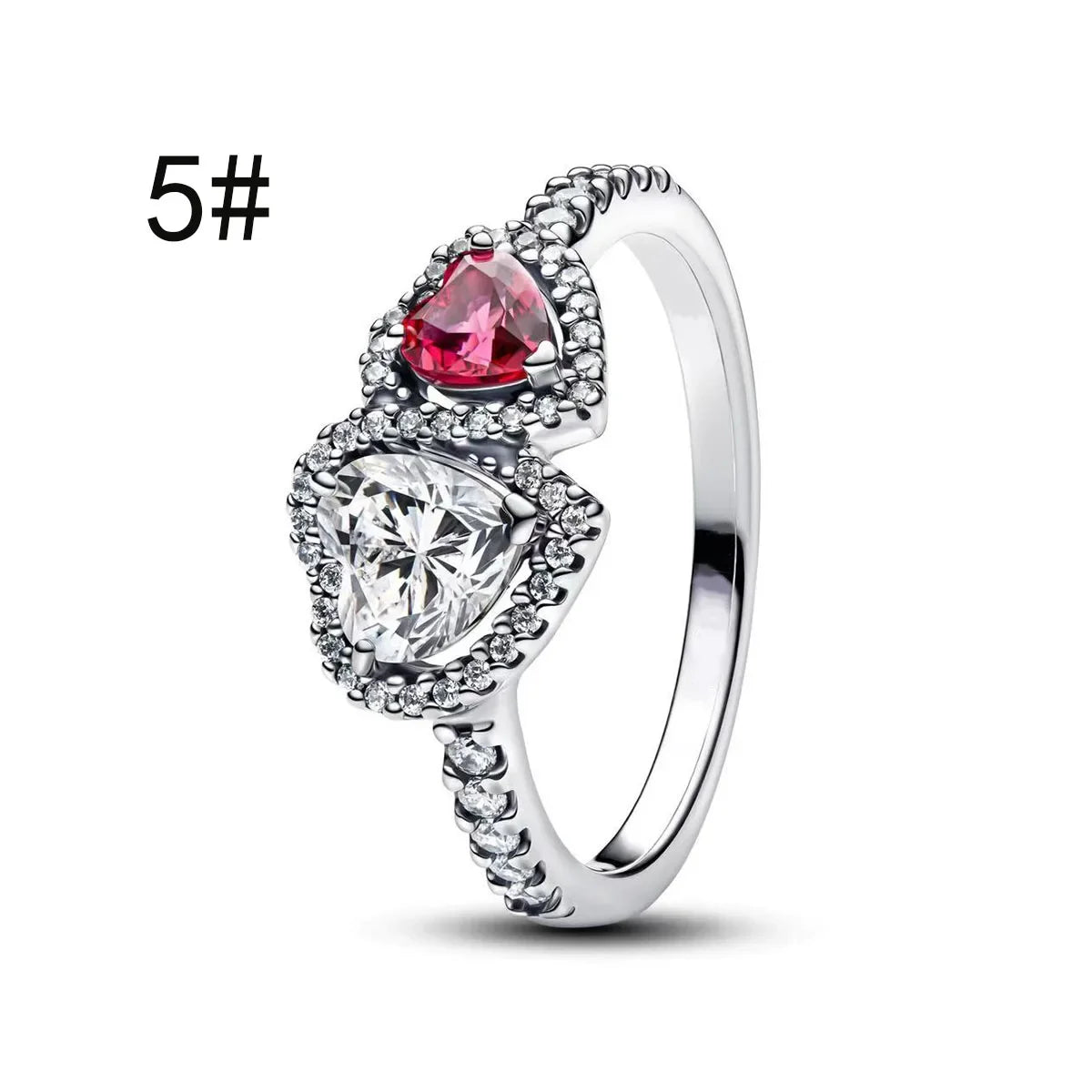 Pink Bow Set Original 925 Sterling Silver Colorful Zircon Ring Earrings Bracelet Necklace Original DIY Women's Jewelry Gift