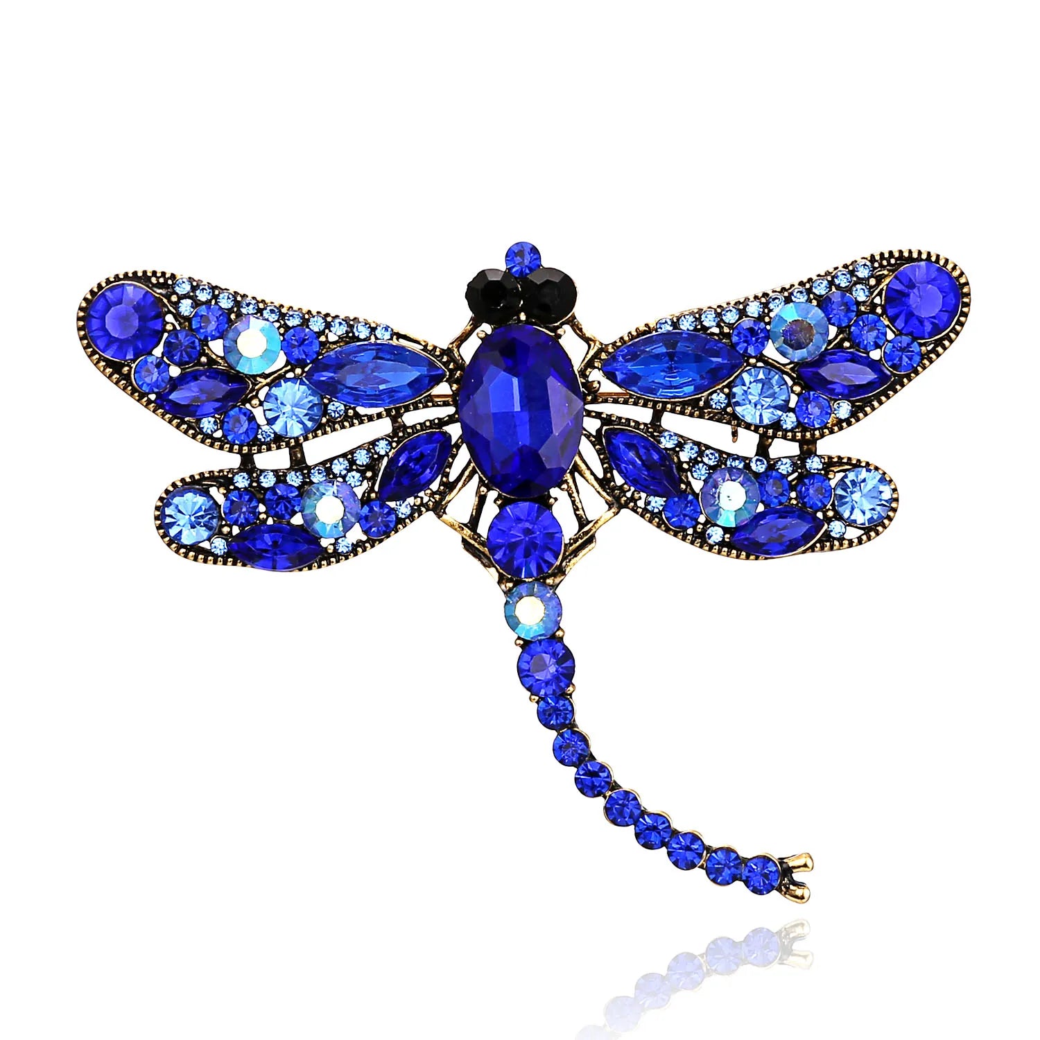 Crystal Vintage Dragonfly Brooches for Women Large Insect Animal Brooch Pin Fashion Dress Coat Accessories Cute Jewelry