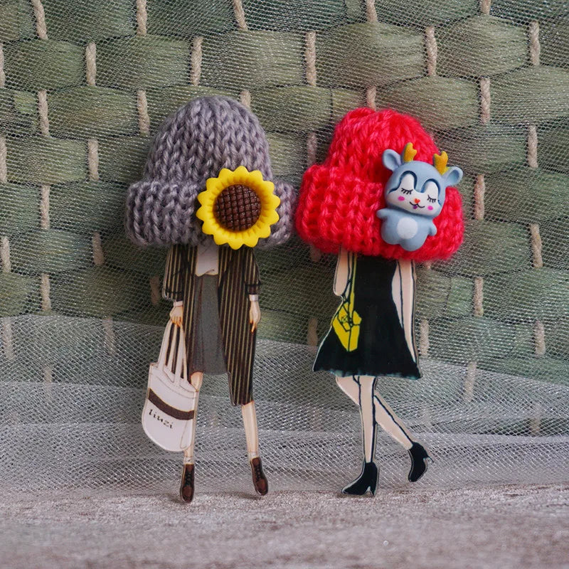 Cute Brooch For Woman Lady Acrylic Brooch Pins Suit Dress Clothing Accessories Christmas Gifts