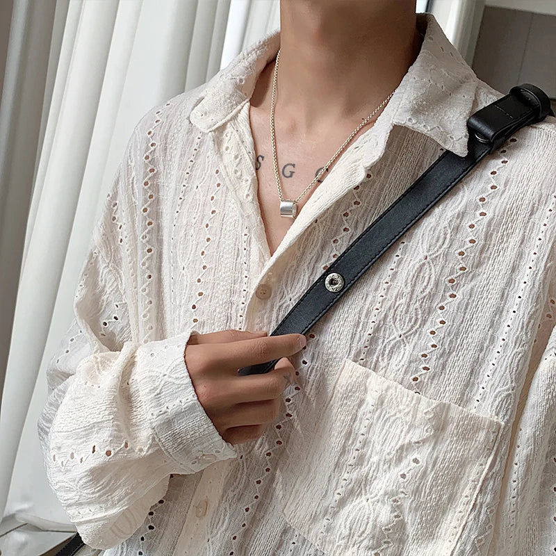 Shirts for men Apricot Handsome Lapel Men