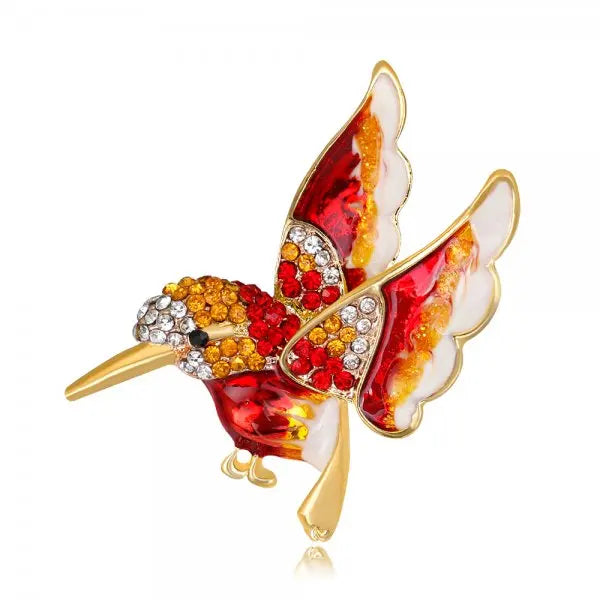 New Fashion Rhinestone Enamel Bird Brooch Cute Ainmal Hummingbird Brooches Scarf Dress Coat Lapel Pins Suit Badges Jewelry Gifts