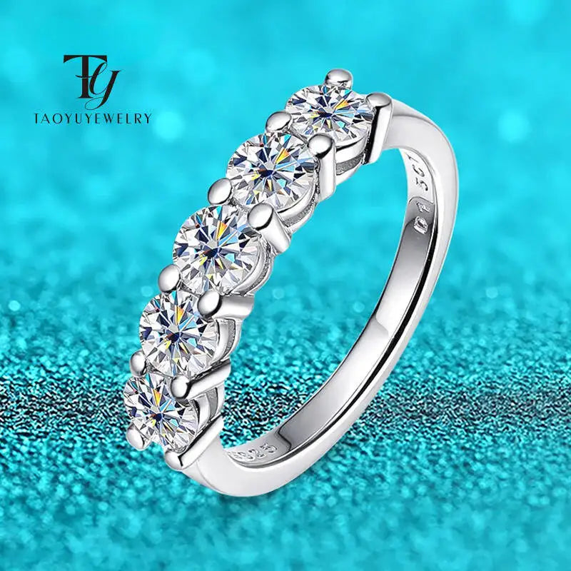 TY White Gold D Color 4mm Moissanite Ring For Women