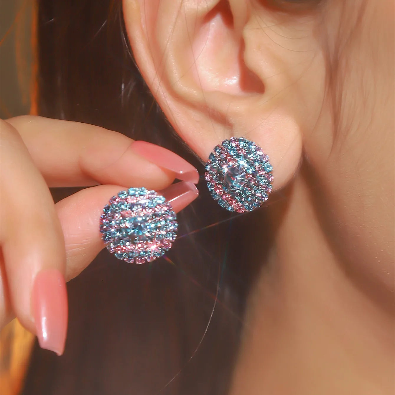 Women Fashion Shiny Rhinestone Big Drop Dangle Earrings Maxi Evening Dress Statement Earrings Accessories Wedding Bride Jewelry