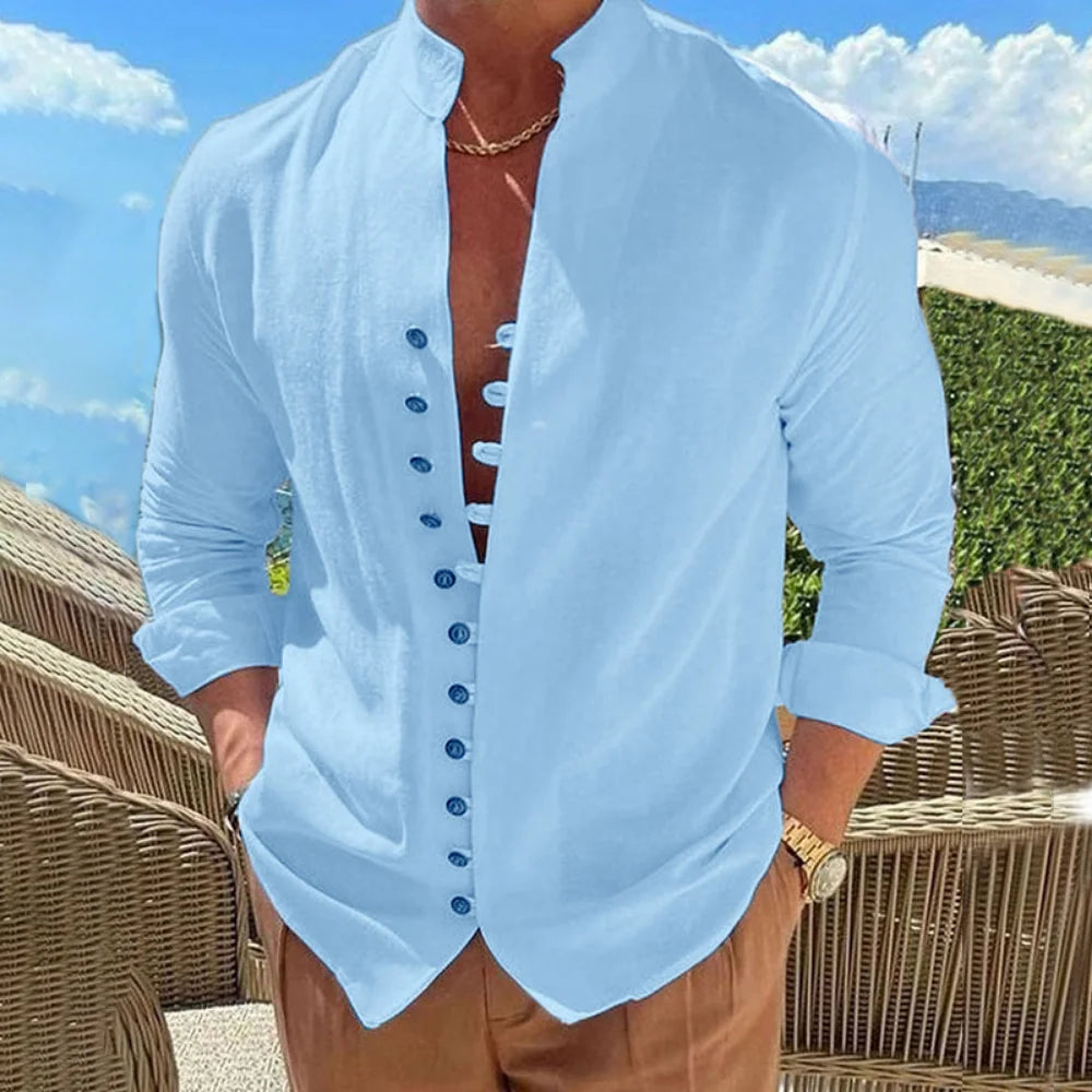 New Spring Autumn casual shirt loose Men's Solid Color Long Sleeve Shirt Button Shirts Vintage Big size