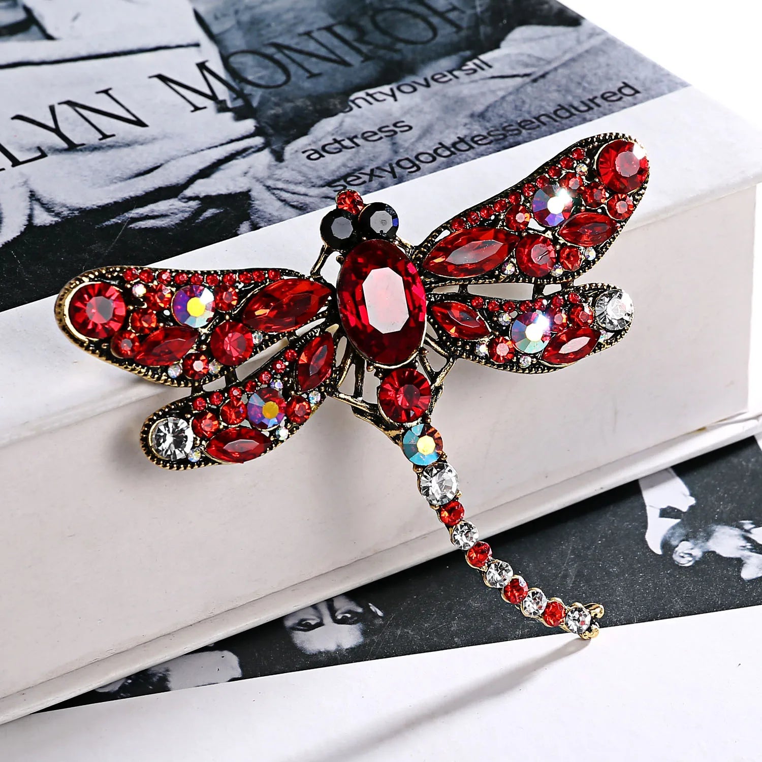 Crystal Vintage Dragonfly Brooches for Women Large Insect Animal Brooch Pin Fashion Dress Coat Accessories Cute Jewelry