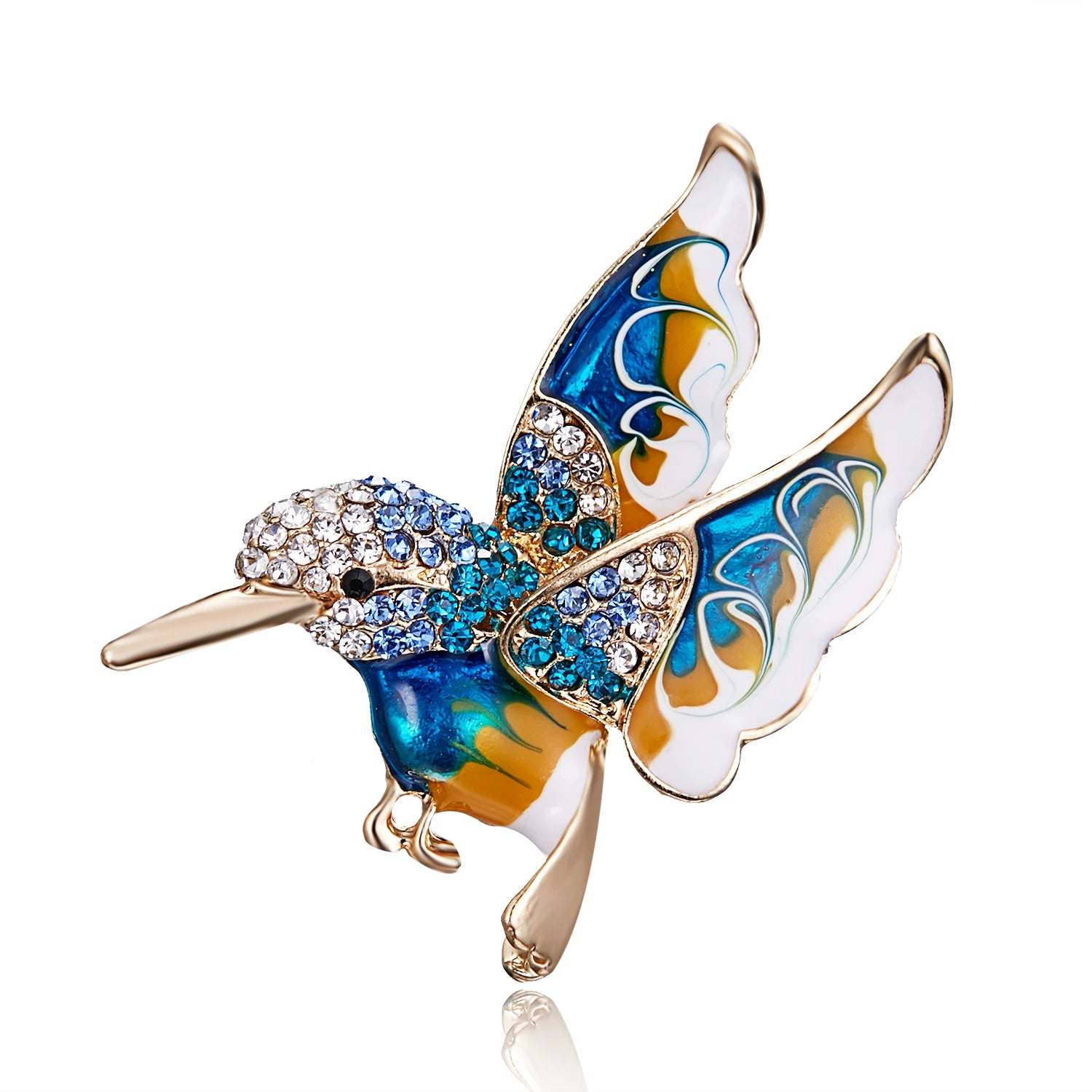 New Fashion Rhinestone Enamel Bird Brooch Cute Ainmal Hummingbird Brooches Scarf Dress Coat Lapel Pins Suit Badges Jewelry Gifts