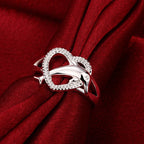 High quality 925 Sterling Silver fine Love dolphins heart Rings For Women Couple gifts Fashion Party wedding Jewelry