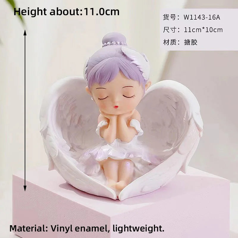 Princess Cake Toppers Ballet Dance Girl Happy Birthday Party Decoration Angel Wing for One Year Old Baby Shower Party Cake Decor