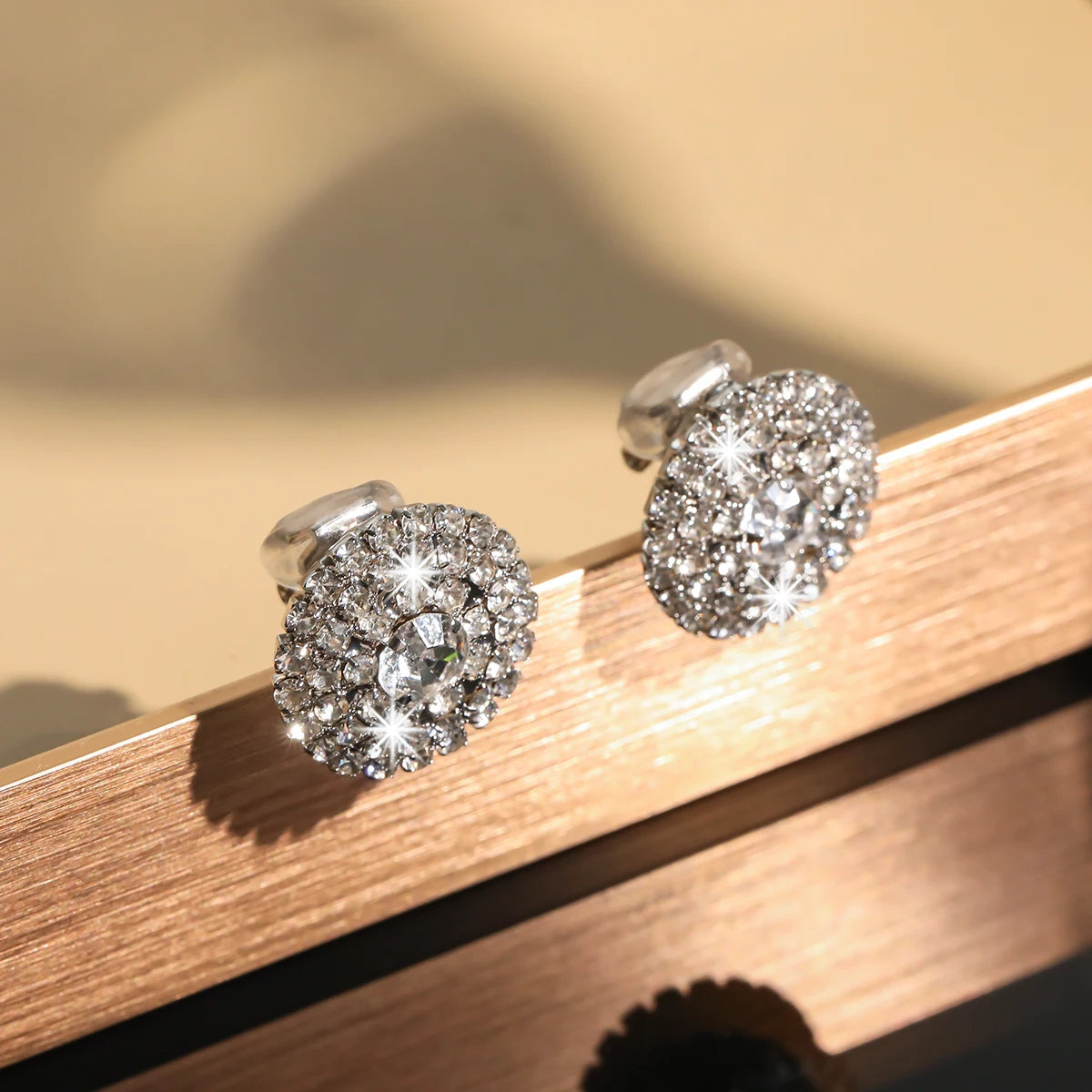 Women Fashion Shiny Rhinestone Big Drop Dangle Earrings Maxi Evening Dress Statement Earrings Accessories Wedding Bride Jewelry