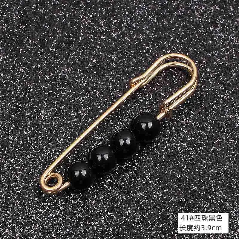 Double Pearl Pin Brooch For Women Clothing Dress Fixed Safety Pin Woman Brooch Accessories Pants Decoration Pearl Jewelry Clip