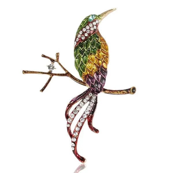 New Fashion Rhinestone Enamel Bird Brooch Cute Ainmal Hummingbird Brooches Scarf Dress Coat Lapel Pins Suit Badges Jewelry Gifts